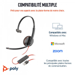 Poly Blackwire 3210 Monaural USB-C Headset (Bulk) Wired