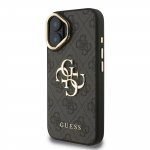 GUESS PU 4G Metallist Logo Alus Kaameraraam Kate iPhone'i 16 jaoks / Must