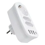 Pistikribla max 16A 3 pistikuga koos 3x USB-A ja 1x Type-C portiga E06 valge