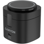 CANYON 4-in-1 juhtmeta laadimise alus, maksimaalne vimsus 30W, suurus: 70x70x70,3mm, kaal: 414g, komplektis 65W laadija ja 1 meetrine kaabel, must