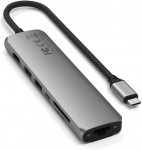 Satechi ST-P7SM 7-in-1 USB-C Slim Multiport Adapter with Ethernet, Star Grey