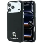 Karl Lagerfeld Karl Head Metal MagSafe -kujulise tekstuuriga lemparte korpus iPhone 18 Pro / 17 Pro jaoks, must