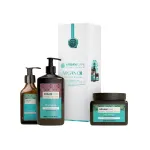 Set Arganicare: Argan Oil AND Shea Butter, Hair Shampoo, Repairing AND Moisturising, 400 ml + Argan Oil AND Shea Butter, Hair Serum, Reparative, 100 ml + Argan Oil AND Shea Butter, Hair Treatment Cream Mask, Repair, Moisturizing, 500 ml