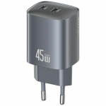 USAMS CC305 T66 45W GaN 2xUSB-C tuhmi vrgulaadija