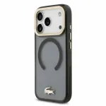 Lacoste IML Shockproof Petit Pique Gold Logo MagSafe korpus iPhone 18 Pro jaoks, Must