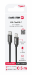 Swissten Tekstiilist USB-C / USB-C andmekabel 0,5 m must