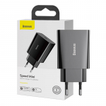 Baseus Kiire minikiirlaadija, USB-C, PD, 3A, 20 W (must)