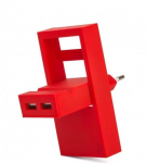 Usbepower ROCK dual USB charger - 2-1 Pocket charger for optimal mobility - Red