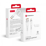 USB-kaabel A pistikust Lightning-pistikusse Forcell F-Energy 2,4A 12W silikoost 1 m C343 valge