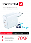 SWISSTEN Swissten GaN Travel Charger 2 x USB-C / USB / 70W