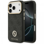 GUESS iPhone'i 17 Pro kest, hildub MagSafe'iga GUHMP17LP4GRMDEK (PU, 4G Strass logo), must