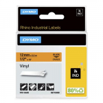 DYMO Rhino tstuslikud vinletiketid | 12 mm x 5,5 m | Must trkis oranil taustal | Teipiga | Rhino ja LabelManager mrgistusseadmetele
