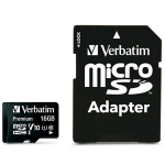 Verbatim MicroSDHC 16GB V10 kaart + adapter must/must 44082