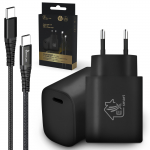 Extralink Smart Life | USB Type-C Type-C kaablikomplekt 200cm must + 18W PD3.0 laadija | Must
