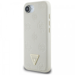 GUESS Etui Grained Hot Stamp Peony Triangle Logo MagSafe do iPhone 16e beowy