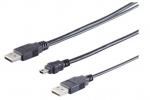 MicroConnect 2 x pistikupistik 5-kontaktilise mini-B pistikuga Y-USB kaabel. 0,6 meetrine kaabel