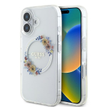 GUESS GUHMP16MHFWFCT iPhone 16 Plus 6.7" przeroczysty/transparent hardcase IML Flowers Wreath MagSafe