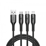WiWU Starlinki seeria andmekabel Wi-045E 3w1 USB A USB C, Micro USB, Lightning 3,1A 1m must
