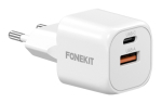 FoneKit Mini 20 W kiirlaadija, USB-C + USB-A, valge (6438148065164)
