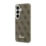 GUESS PU 4G Script Metal Logo telefonikinnitus Samsung Galaxy S26 (S942) jaoks, MagSafe tugiga, pruun