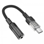Adapter USB-C tooni 3,5 mm Hoco 0,15 m LS37 lbipaistev must