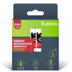 Uniross Batteries Uniross Ni-MH AAA / HR3 Genopladelige Batterier 600mAh, 2 stk.