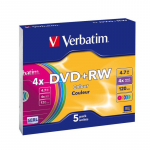 Verbatim 43297V Blank DVD+RW 4.7GB 4x Colour Extra protection 5 Pack Slim