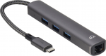 Bluecloud USB-C USB-A keskjaam ja gigabitne Ethernet, 3 porti (USB-C 3.1 keskjaam ja gigabitne Ethernet adapter)