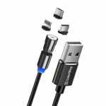 ColorWay Kaabel 3in1 (Lightning+MicroUSB+Type-C) Magnetiline, Pratav 540 2.4A, 1m | CW-CBUU037-BK