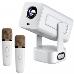 Extralink Nutikas Projektor Kino AND Karokee - IMS360 Valge | Projektor filmidele, mngudele ja muusikale koos 2 mikrofoniga | 1080p, Android 13