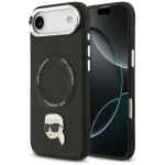 KARL LAGERFELD kaitsembrise IPHONE 17 Air jaoks, hildub MagSafe'iga KLHMP17MPSMLRKLK (PU Karl Pin) must