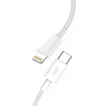 XO NB113 Vastupidav TPE universaalne USB-C (C-tp) Lightning'i hendusega PD andme- ja kiire 2,4A laadimiskaabel 1m valge