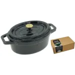 ASI COLLECTION Oval cast iron casserole pot with lid, 4.5L / 29x23cm, green