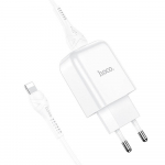 Hoco USB A 2A 10W laadija + USB A-Lightning kaabel N2, valge