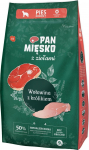 PAN MISKO Meie toidu liha kuivatatud koeratoit, mis sisaldab rohtu, koos lammast (tiskasvanud) kuivatatud kriipsutega, M 9kg