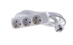 Mercodan schuko-plugi, 3 pistikukorda, 5,0m, valge, H05VV-F 3G1,5mm