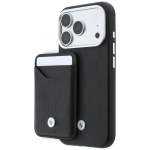 BMW Set: iPhone 18 Pro / 17 Pro kigu + rahakoti Quilted Pattern Metal Logo, must