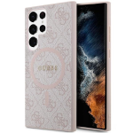 GUESS 4G kogumis Nahk Metallograafika MagSafe Kaas Samsung Galaxy S24 Ultra - Pink