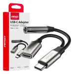 Amio USB-C HIKU TO TYPE USB-C + Mini Jack 3.5mm tila adapter 10cm -04295