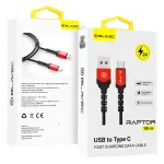 Blavec CRA-UC2BR30 andmelekande- ja laadimiskaabel | USB-A kuni USB-C | 10W | 3m | must, punane