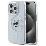 Karl Lagerfeld KLHMP15XHLSCHH iPhone 15 Pro Max 6.7" biay/white hardcase IML Metal Choupette Head MagSafe
