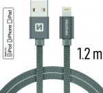 Swissten MFI Tekstiili Kiirelaadimine 3A Lightning andmete ja laadimiskaabel 1,2m