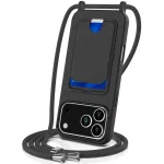 marka niezdefiniowana IPhone 18 Pro Max / 17 Pro Max likomplekt: Liquid Silicone kaane ja kaardihoidja tagakust, rihmaga - Must