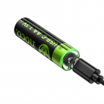Laetav patarei R6 (AA), 860 mAh koos USB C + kaabel USB A 2 x USB C, 2 tk, Hoco JA3, must