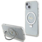 GUESS GUHMP15SHRSGSD iPhone 15 / 14 / 13 6.1" przezroczysty/transparent hardcase Ring Stand Script Glitter MagSafe