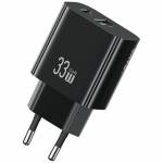USAMS Laadija CC317 T65 33W 1xUSB-C 1xUSB-A kiirlaadimine must