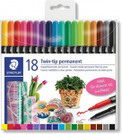 Staedtler Kahe otsaga kiudotsaga pliiats, 18 erinevat vrvi (3187 TB18)