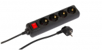 MicroConnect 4-way Schuko Socket on/off switch 3M Black