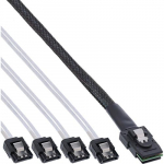InLine SAS kaabel Mini SAS SFF8087 kuni 4x SATA otse OCR 0,5m