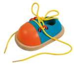 Woody 90625 Eco Wooden Educational hand motoric skills - Lacing shoe for kids 3y+ (11x17cm
